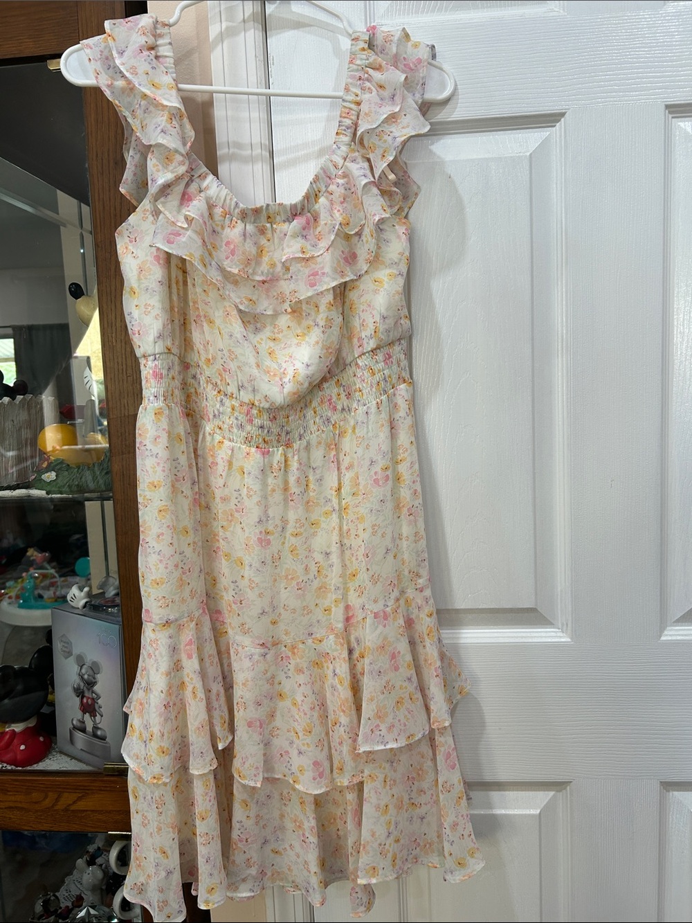 BCBG Cream Floral Ruffle Sundress
